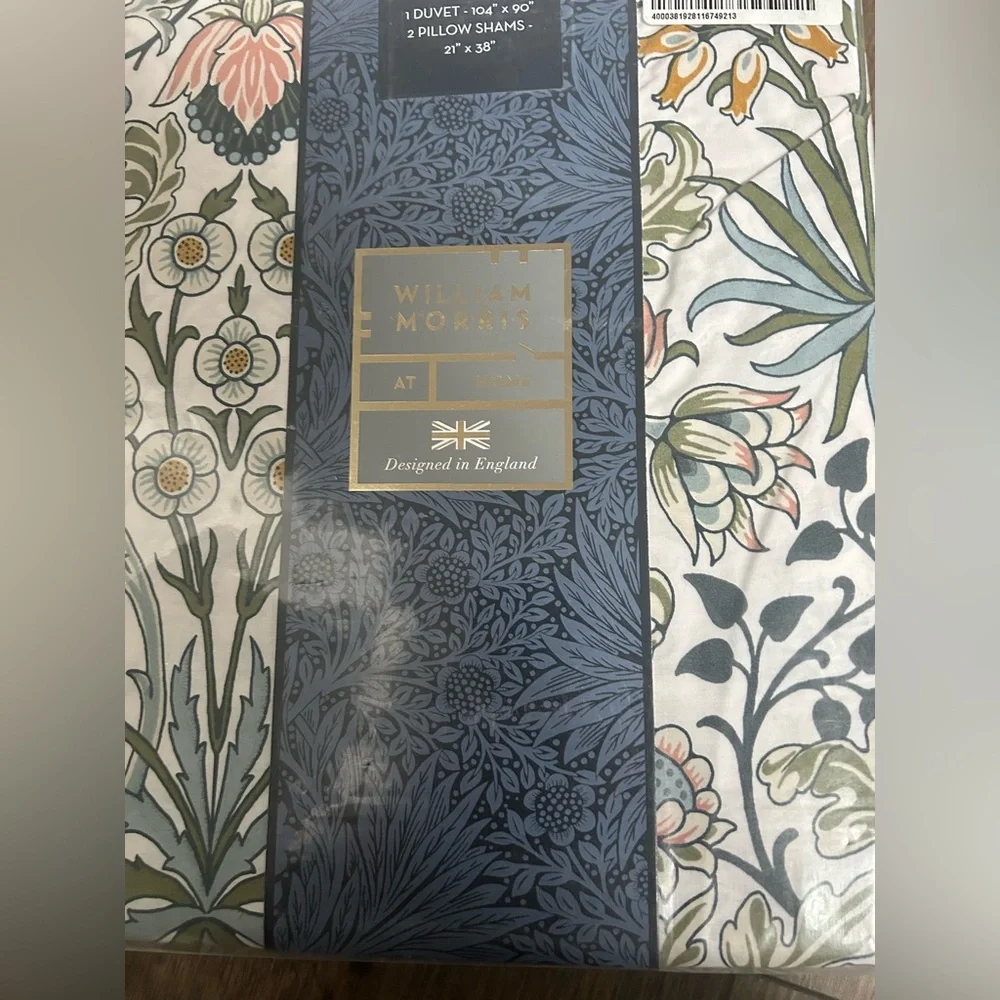 NEW William Morris Hyacinth Meadow 100% Cotton KING Duvet Cover Shams 3pc